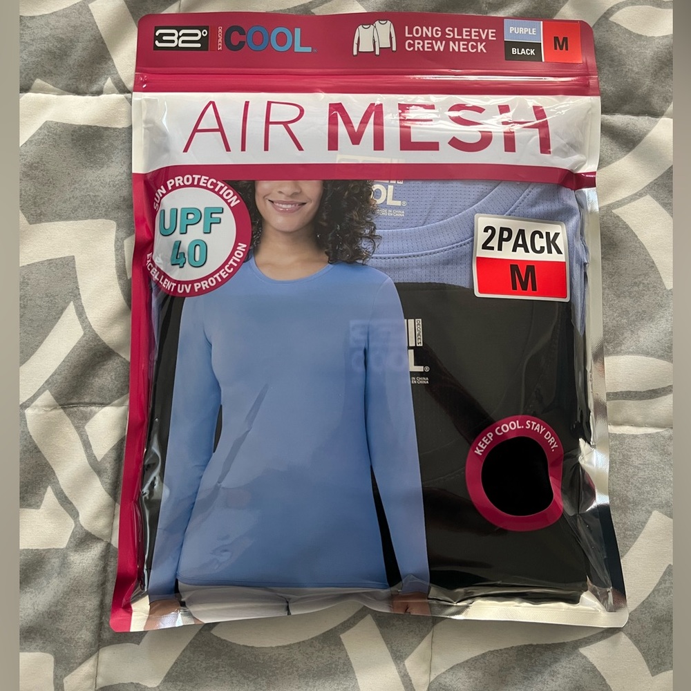 32 degrees cool air mesh long sleeve crew neck